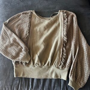 Free People army green sweat shirt